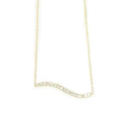 Bermuda Wavy Diamond Bar Necklace 14K Yellow Gold