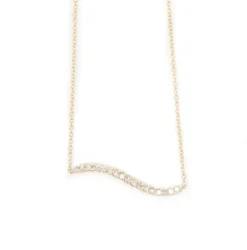 Bermuda Wavy Diamond Bar Necklace Rose Gold