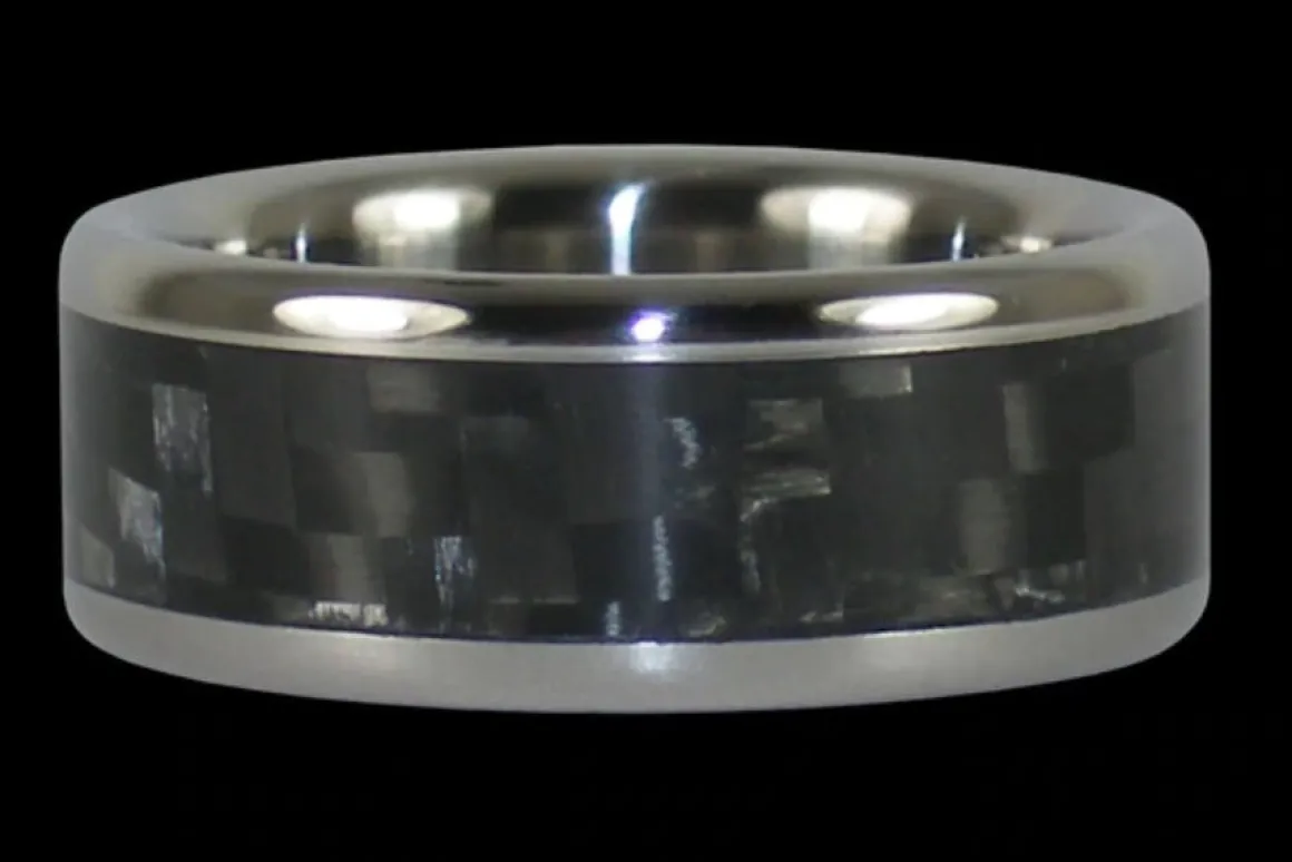 Black Carbon Fiber Titanium Ring Band