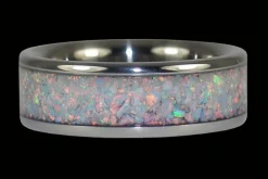 Black Fire and Ice Opal Titanium Ring