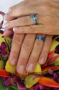 Black Opal Hawaii Titanium Ring Band