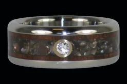 Black Pearl and Koa Diamond Titanium Ring