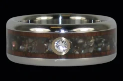 Black Pearl Dark Koa Wood Titanium Ring