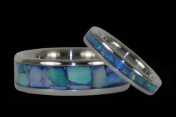 Blue Australian Opal Titanium Ring
