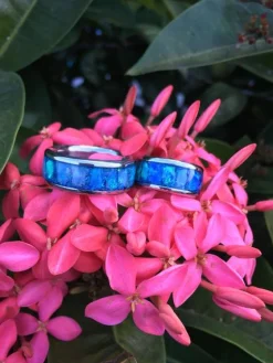 Blue Australian Opal Titanium Ring