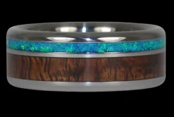 Blue Opal and Hawaiian Koa Titanium Ring