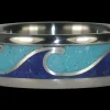Blue Turquoise and Lapis Wave Titanium Ring