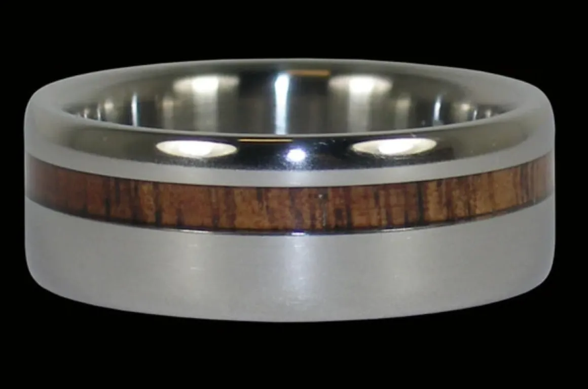Dark Koa Offset Inlay Titanium Ring