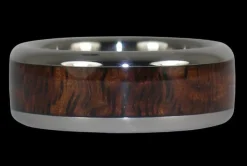Dark Koa Wood Inlay Titanium Ring Band