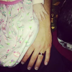 Dark Koa Wood Inlay Titanium Ring Band