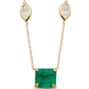 Diamond and Emerald Pendant Necklace