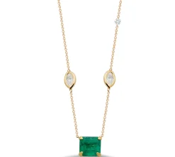 Diamond and Emerald Pendant Necklace