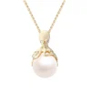 Gold Octopus Pendant With 12mm White Fresh Water Pearl & Diamonds