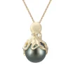 Gold Octopus Pendant With 11mm Tahitian Pearl & Diamonds