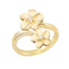 14k 8 and 11mm Plumeria Ring with 2 Diamonds