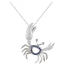 14k Crab Pendant with 2 Diamonds and 14 Blue Sapphires