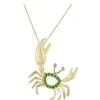 14k Crab Pendant with 2 Diamonds and 14 Tsavorites
