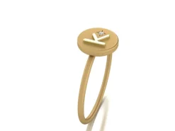 18K Gold Initial Ring w/ Diamond