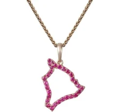 14k "Hawaii" Pendant with 30 Pink Sapphire (Dark Red)