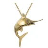 14k 40mm Blue Marlin Pendant with 2 Diamonds
