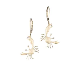 14k 17mm Crab Earrings with 6 Diamonds