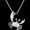 14k 22mm Crab Pendant with 3 Blue Diamonds