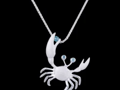 14k 22mm Crab Pendant with 3 Blue Diamonds