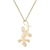 14k 28mm Gecko Pendant with 2 Diamonds
