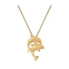 14k 15mm "Jumping Couple" Dolphin Pendant with 2 diamonds