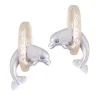 14k 15mm "Jumping Loop" Dolphin Earrings with 6 diamonds