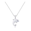 14k 15mm "Jumping Single" Dolphin Pendant with 0.01 carat blue diamond