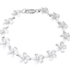 14k 11mm Plumeria Bracelet 7" with 13 diamonds and 13pc flowers