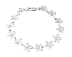 14k 11mm Plumeria Bracelet 7" with 13 diamonds and 13pc flowers