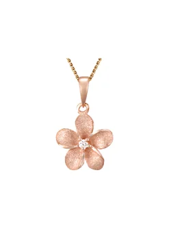 14k 11mm Plumeria Diamond Pendant