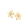 14k 15mm Plumeria Earring with 2 Diamonds