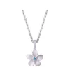 14k 11mm Plumeria Pendant with Blue Diamond