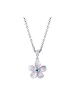 14k 11mm Plumeria Pendant with Blue Diamond