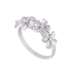 14k 8mm Plumeria Ring with 4 Diamonds