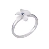 14k 10mm Plumeria Ring with blue diamond