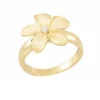 14k 15mm Plumeria Ring with Diamond