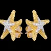 14k 16mm Starfish Earrings with 22 Diamonds
