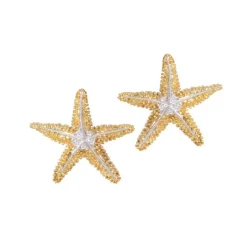 14k 21mm Starfish Earrings with 10 Diamonds