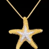 14k 22mm Starfish Pendant with 16 Diamonds