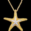 14k 30mm Starfish Pendant with 16 Diamonds