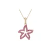14k 15mm Starfish Pendant with 39 Hot Pink Sapphires