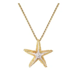 14k 21mm Starfish Pendant with 5 Diamonds