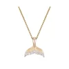 14k 15mm Whale Tail Pendant with 8 diamonds