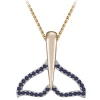 14k 20mm Whale Tail Pendant with 34 Blue Sapphires
