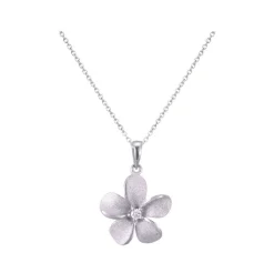 14k 15mm White Gold Plumeria Pendant