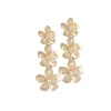 14k Plumeria Lei Earrings with 6 diamonds